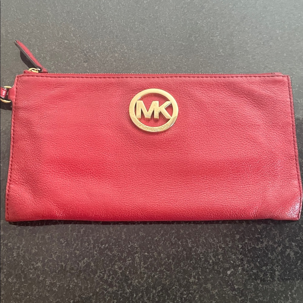 Michael Kors Crimson Leather Pouch - make reasonable offer